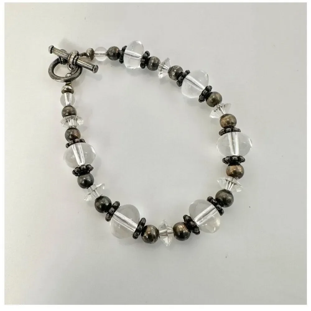 Sterling silver clear Crystal beaded bracelet
